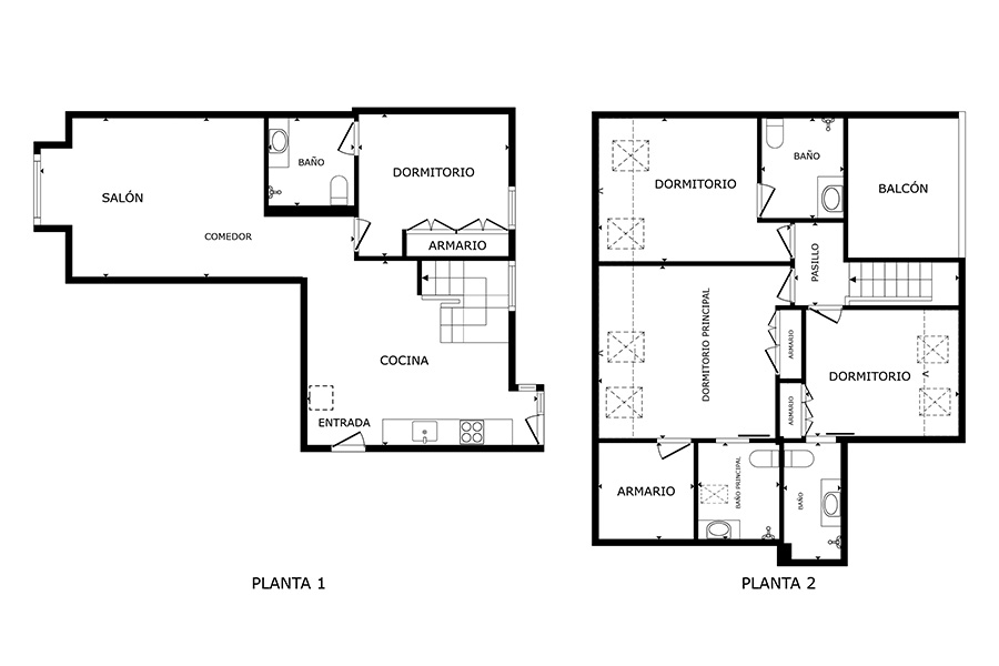 Floor plan without measures 4-bedroom floor of the Lérida 8 Building.